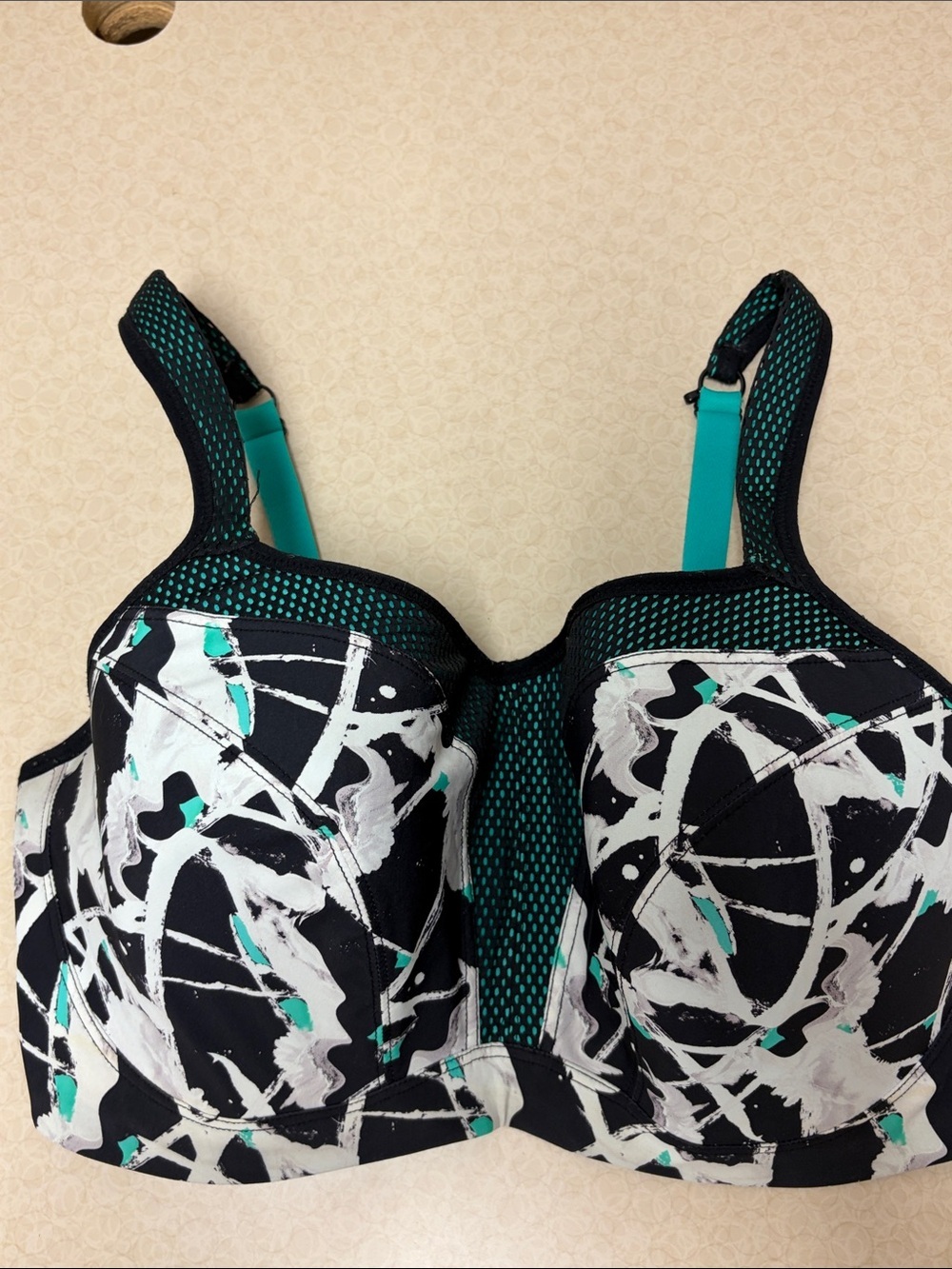 Panache Teal Mesh Sports Bra with Black Trim 36G
